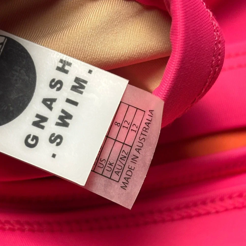 Gnash Swim Free People Pink Ruffle Bikini Set Size 8 US Made in Australia Lycra